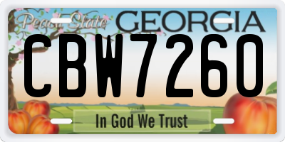 GA license plate CBW7260
