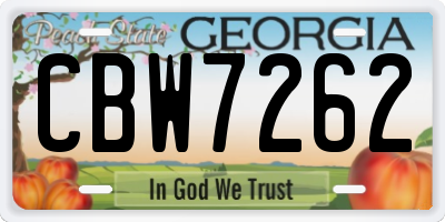 GA license plate CBW7262