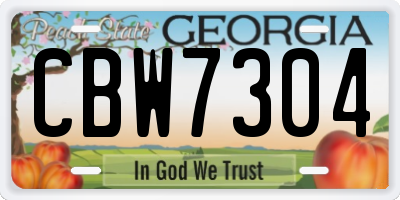 GA license plate CBW7304