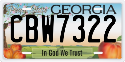GA license plate CBW7322