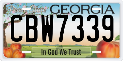GA license plate CBW7339