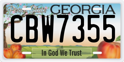 GA license plate CBW7355