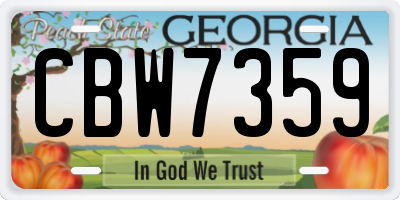 GA license plate CBW7359