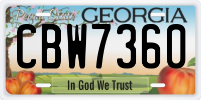 GA license plate CBW7360