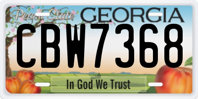 GA license plate CBW7368
