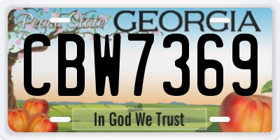 GA license plate CBW7369