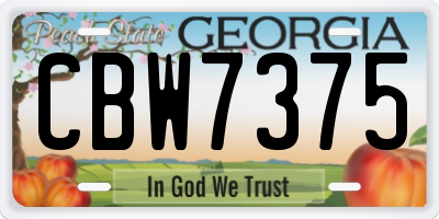 GA license plate CBW7375