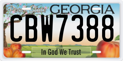 GA license plate CBW7388