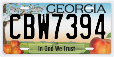 GA license plate CBW7394