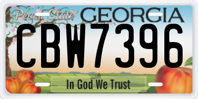 GA license plate CBW7396