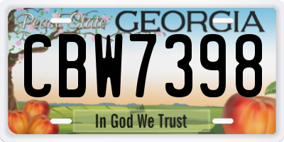GA license plate CBW7398