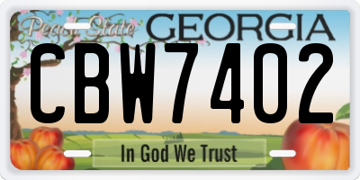 GA license plate CBW7402