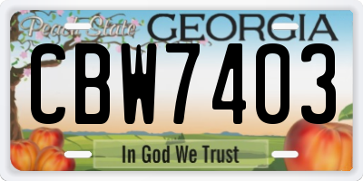 GA license plate CBW7403