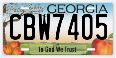 GA license plate CBW7405