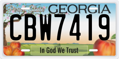 GA license plate CBW7419