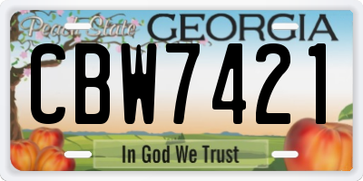 GA license plate CBW7421
