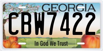 GA license plate CBW7422