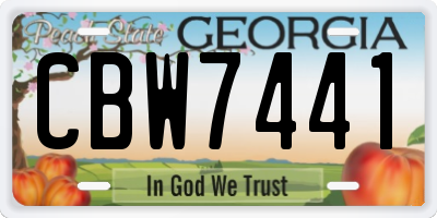 GA license plate CBW7441