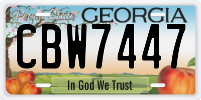 GA license plate CBW7447