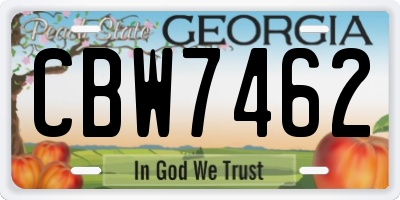 GA license plate CBW7462
