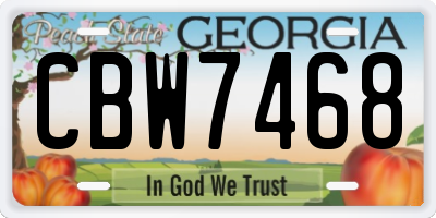 GA license plate CBW7468