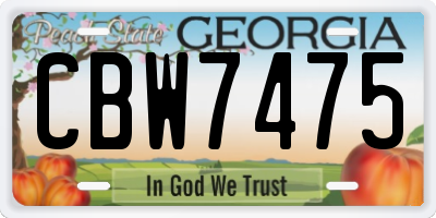 GA license plate CBW7475