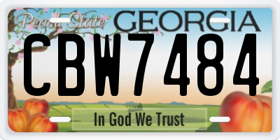 GA license plate CBW7484