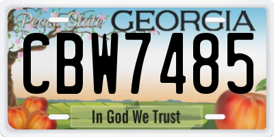 GA license plate CBW7485
