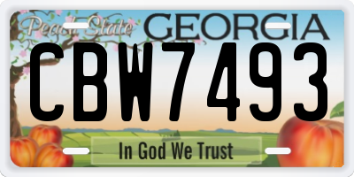 GA license plate CBW7493