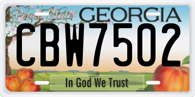 GA license plate CBW7502