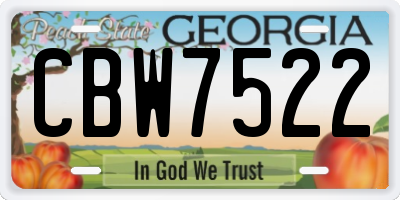 GA license plate CBW7522