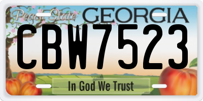 GA license plate CBW7523
