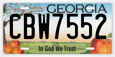 GA license plate CBW7552