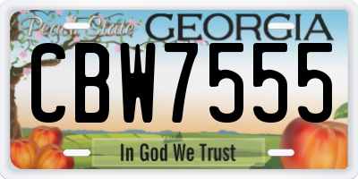 GA license plate CBW7555