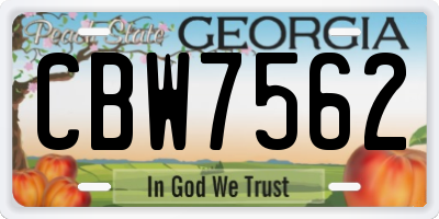GA license plate CBW7562