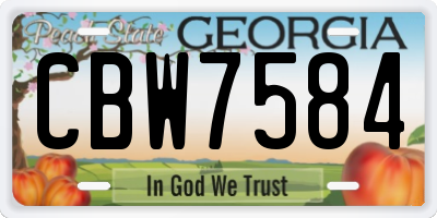 GA license plate CBW7584