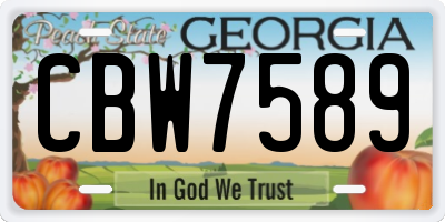 GA license plate CBW7589