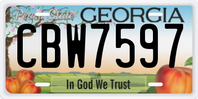 GA license plate CBW7597