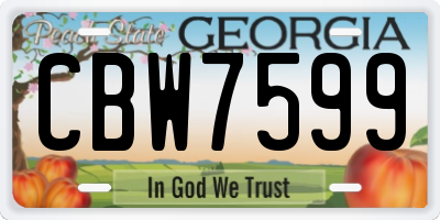 GA license plate CBW7599