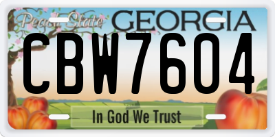 GA license plate CBW7604