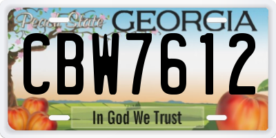 GA license plate CBW7612