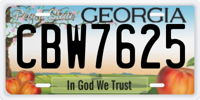 GA license plate CBW7625