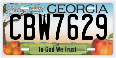 GA license plate CBW7629
