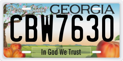GA license plate CBW7630