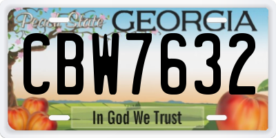 GA license plate CBW7632