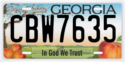 GA license plate CBW7635