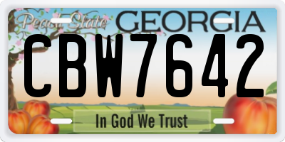 GA license plate CBW7642