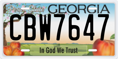 GA license plate CBW7647