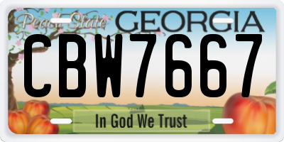 GA license plate CBW7667