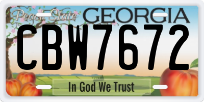 GA license plate CBW7672